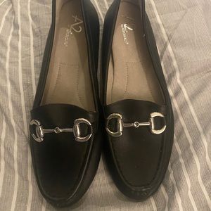 A2 by Aerosoles flats/shoes. 7 Black with silver tone buckle. Super COMFY! New